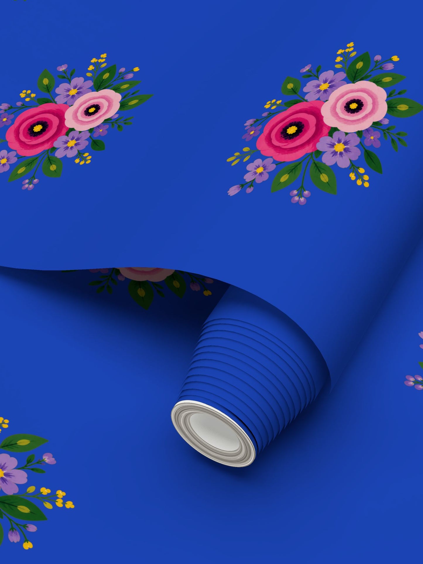 Posy Riot Wallpaper - Rose Eleanor - Colbalt Blue