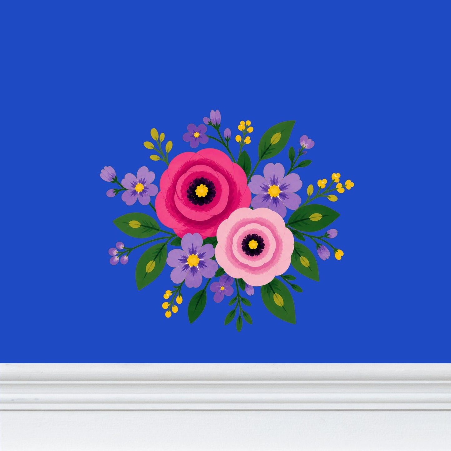 Posy Riot Wallpaper - Rose Eleanor - Colbalt Blue