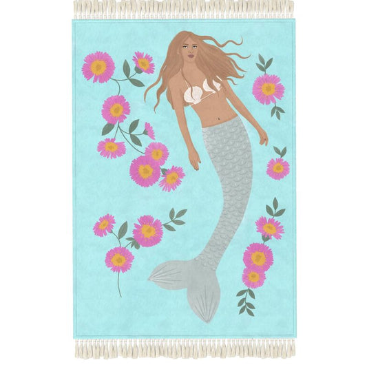 Senara Fringed Velvet Rug - Sea Whisper