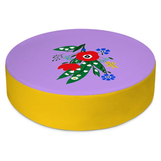 Posy Riot Round Floor Cushion - Poppy Ardevora - Lush Lilac