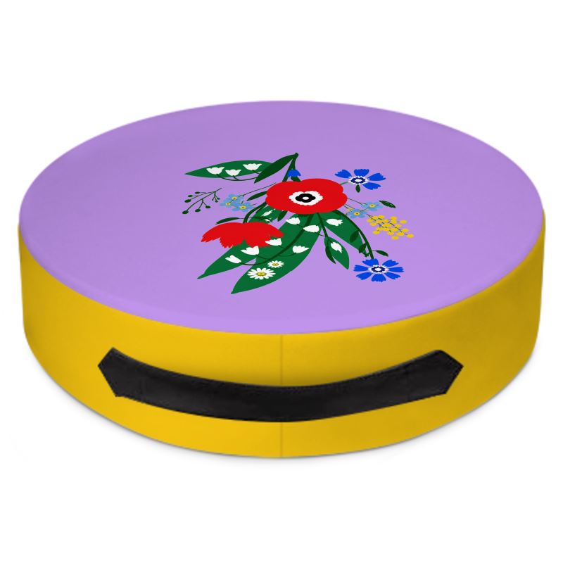 Posy Riot Round Floor Cushion - Poppy Ardevora - Lush Lilac