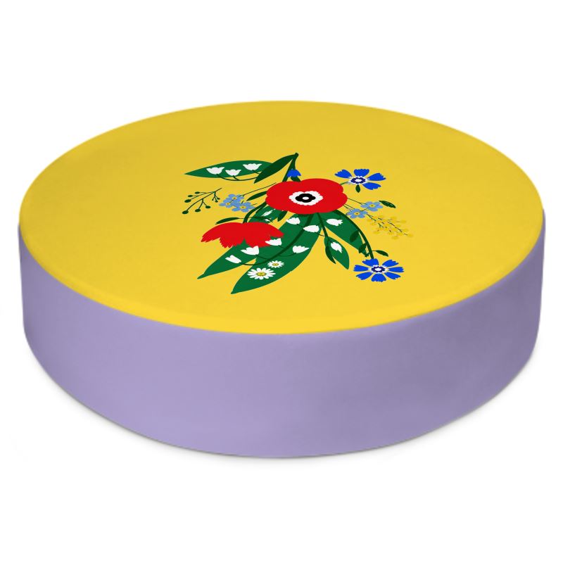 Posy Riot Round Floor Cushion - Poppy Ardevora - Yellow