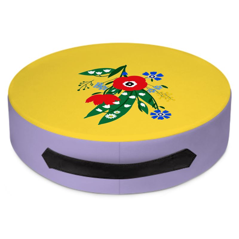 Posy Riot Round Floor Cushion - Poppy Ardevora - Yellow