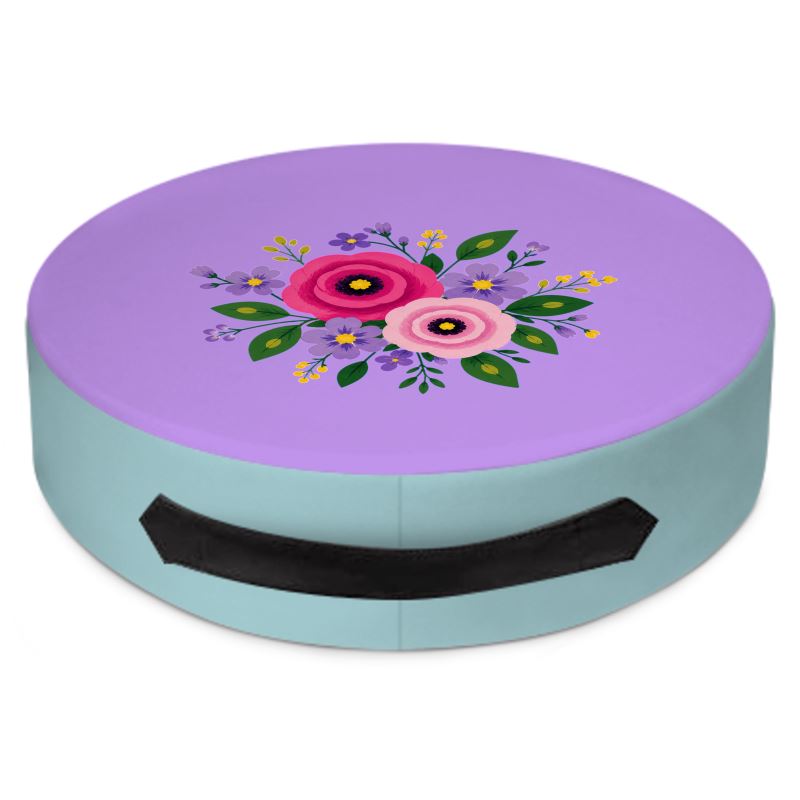 Posy Riot Round Floor Cushion - Rose Eleanor - Lush Lilac
