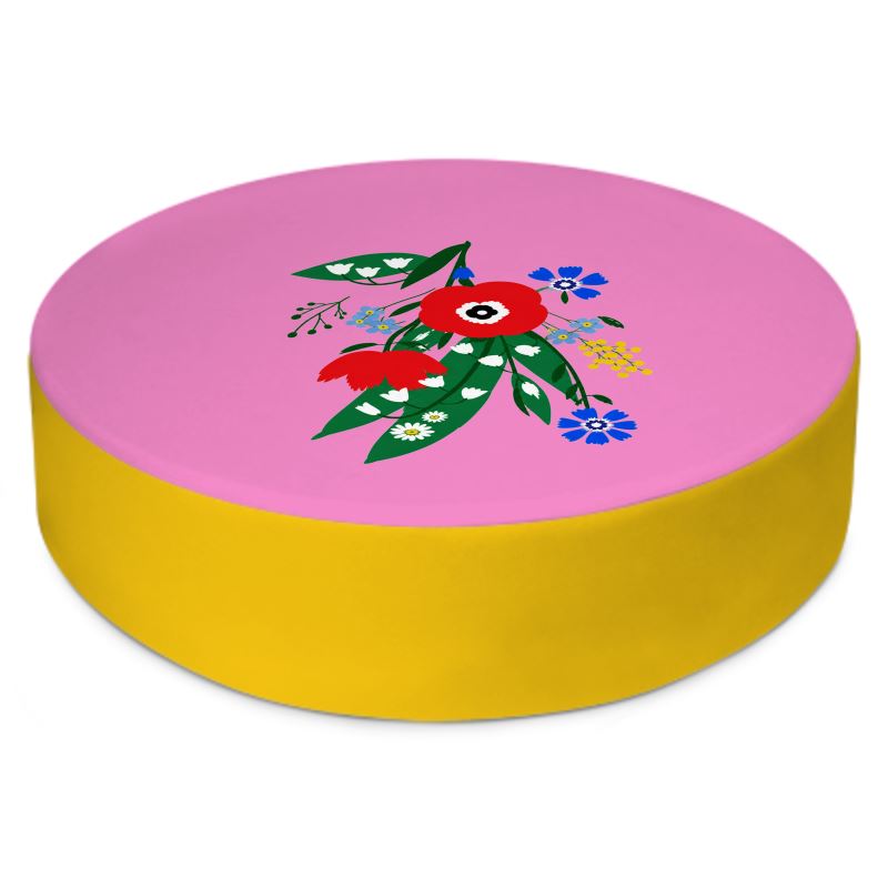 Posy Riot Round Floor Cushion - Poppy Ardevora - Pink Pop