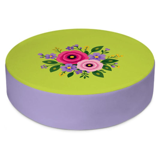 Posy Riot Round Floor Cushion - Rose Eleanor - Lime