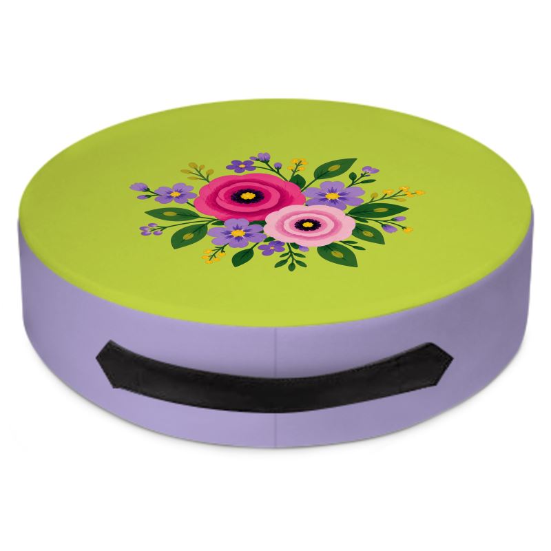 Posy Riot Round Floor Cushion - Rose Eleanor - Lime