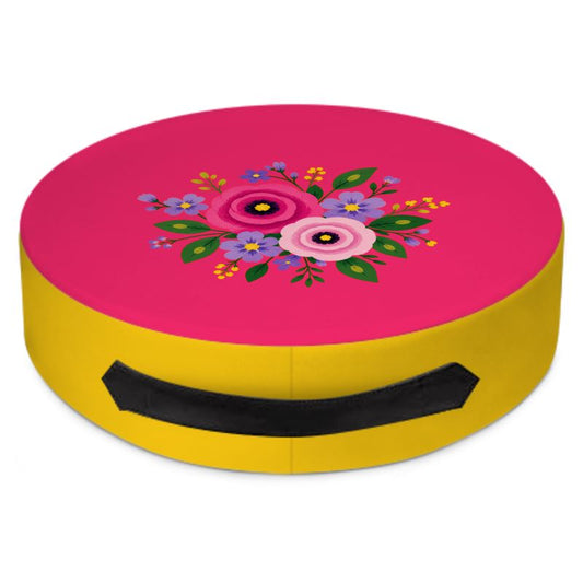 Posy Riot Round Floor Cushion - Rose Eleanor - Hot Pink