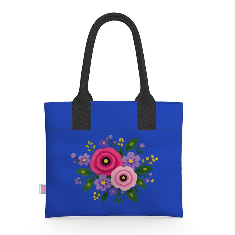 Posy Riot Neoprene Handbag - Rose Eleanor - Colbalt