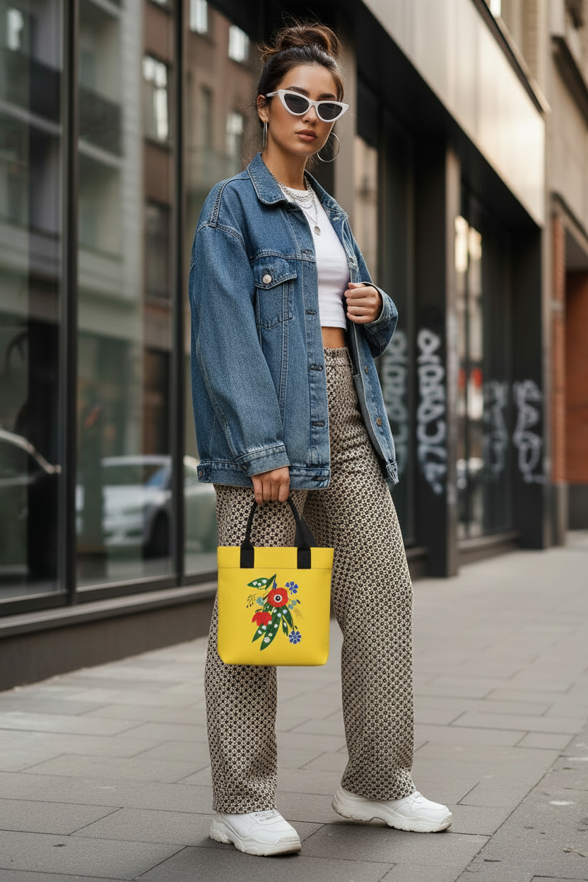 Posy Riot Neoprene Handbag - Poppy Ardevora - Yellow