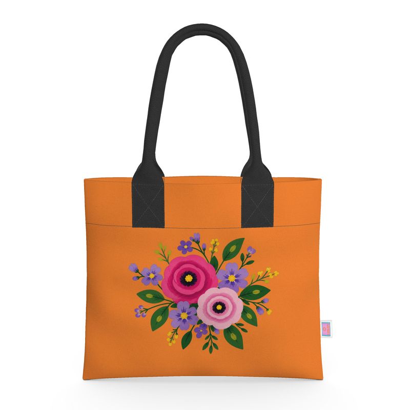 Posy Riot Neoprene Handbag - Rose Eleanor - Orange