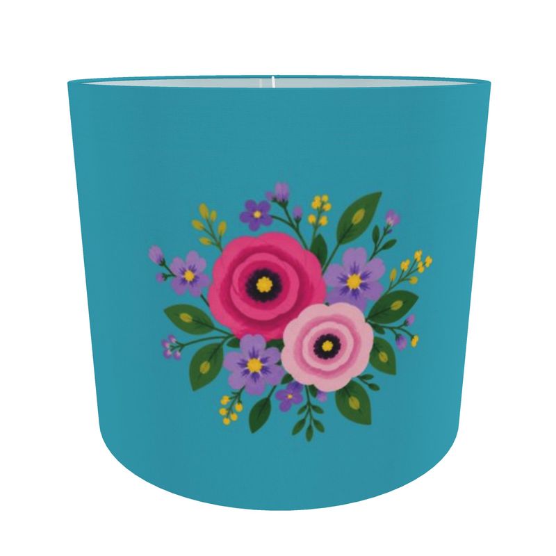 Posy Riot Lamp Shade - Rose Eleanor - Sea Blue