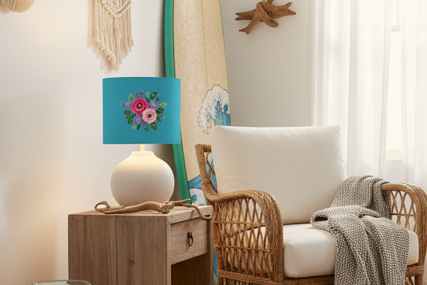 Posy Riot Lamp Shade - Rose Eleanor - Sea Blue