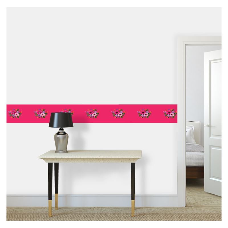 Posy Riot Wallpaper Border - Rose Eleanor - Hot Pink