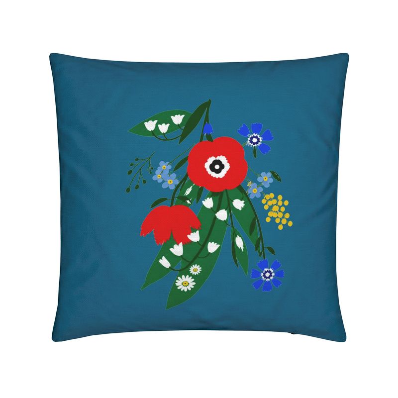 Posy Riot Cushion - Poppy Ardevora - Teal