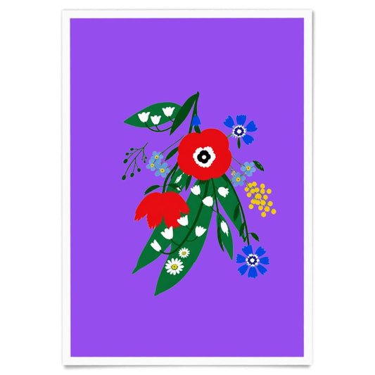 Posy Riot A3 Art Print - Poppy Ardevora - Hot Purple