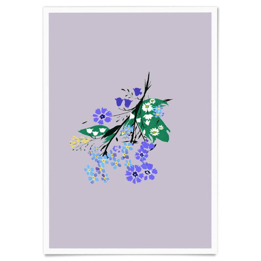 Posy Riot A3 Art Print - Eva May - Lilac Grey