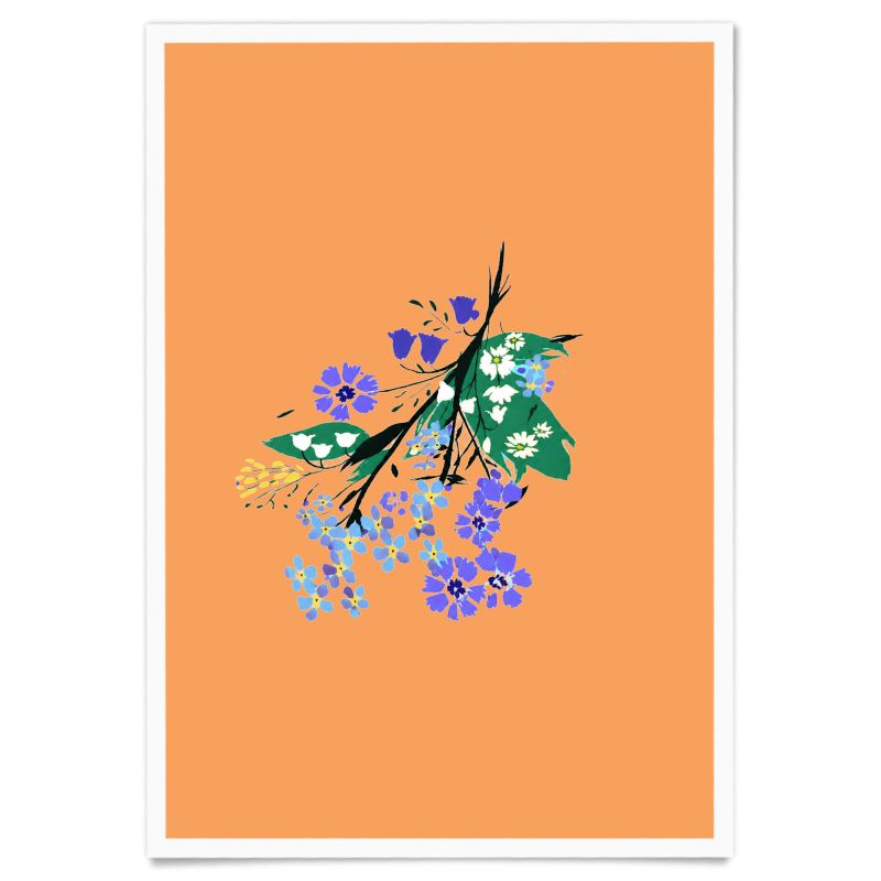 Posy Riot A3 Art Print - Eva May - Orange