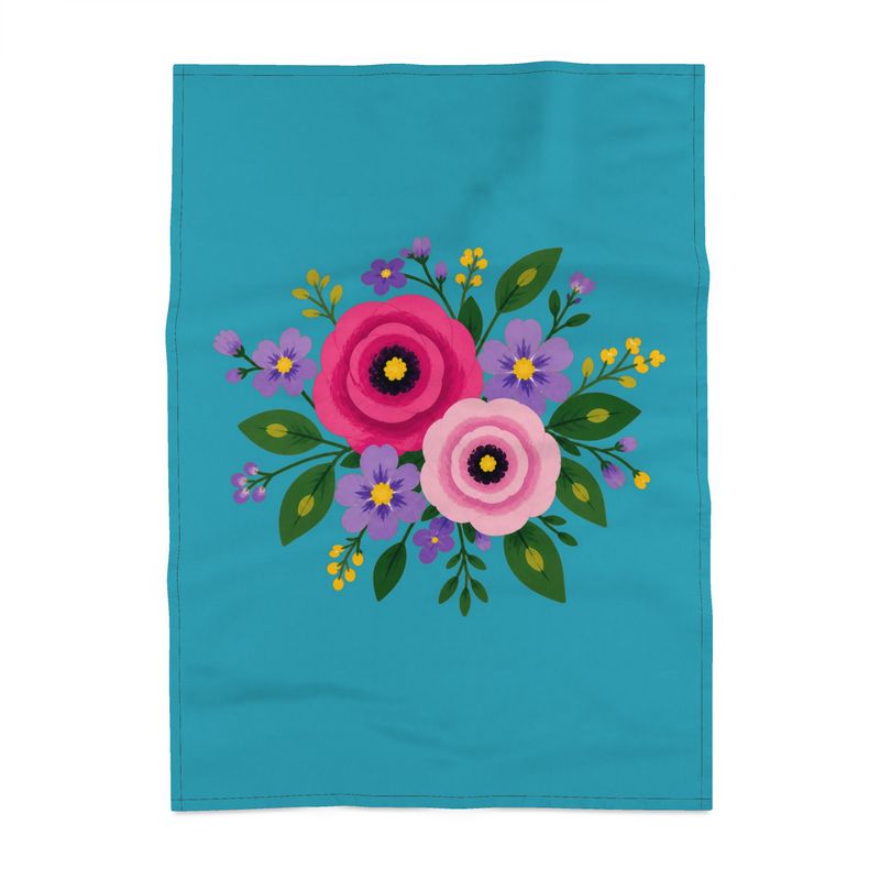 Posy Riot Tea Towel - Rose Eleanor - Sea Blue