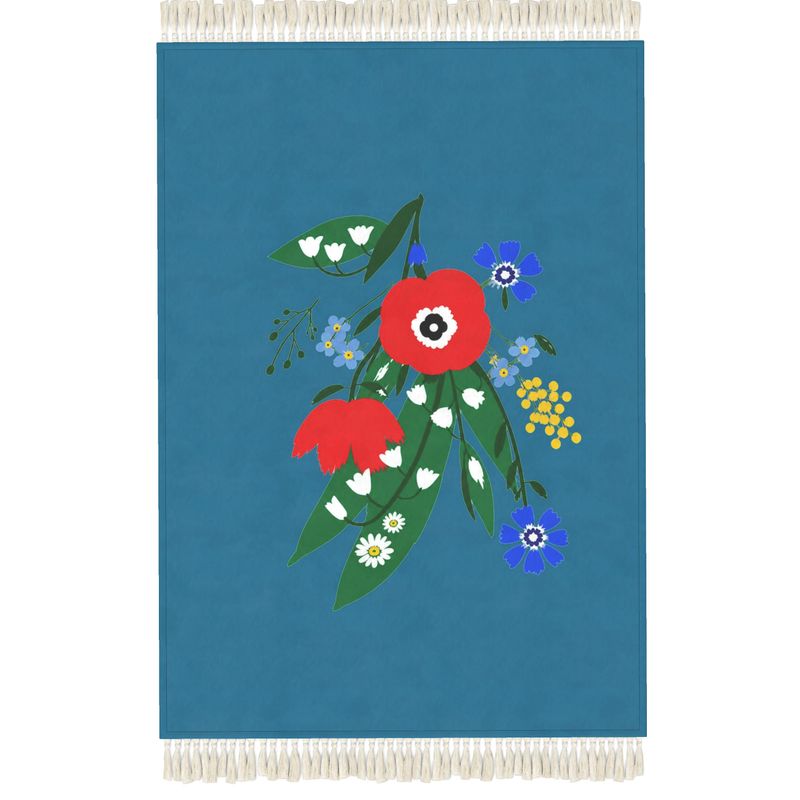 Post Riot Fringed Velvet Rug - Poppy Ardevora - Teal