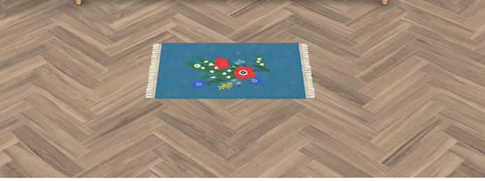 Post Riot Fringed Velvet Rug - Poppy Ardevora - Teal