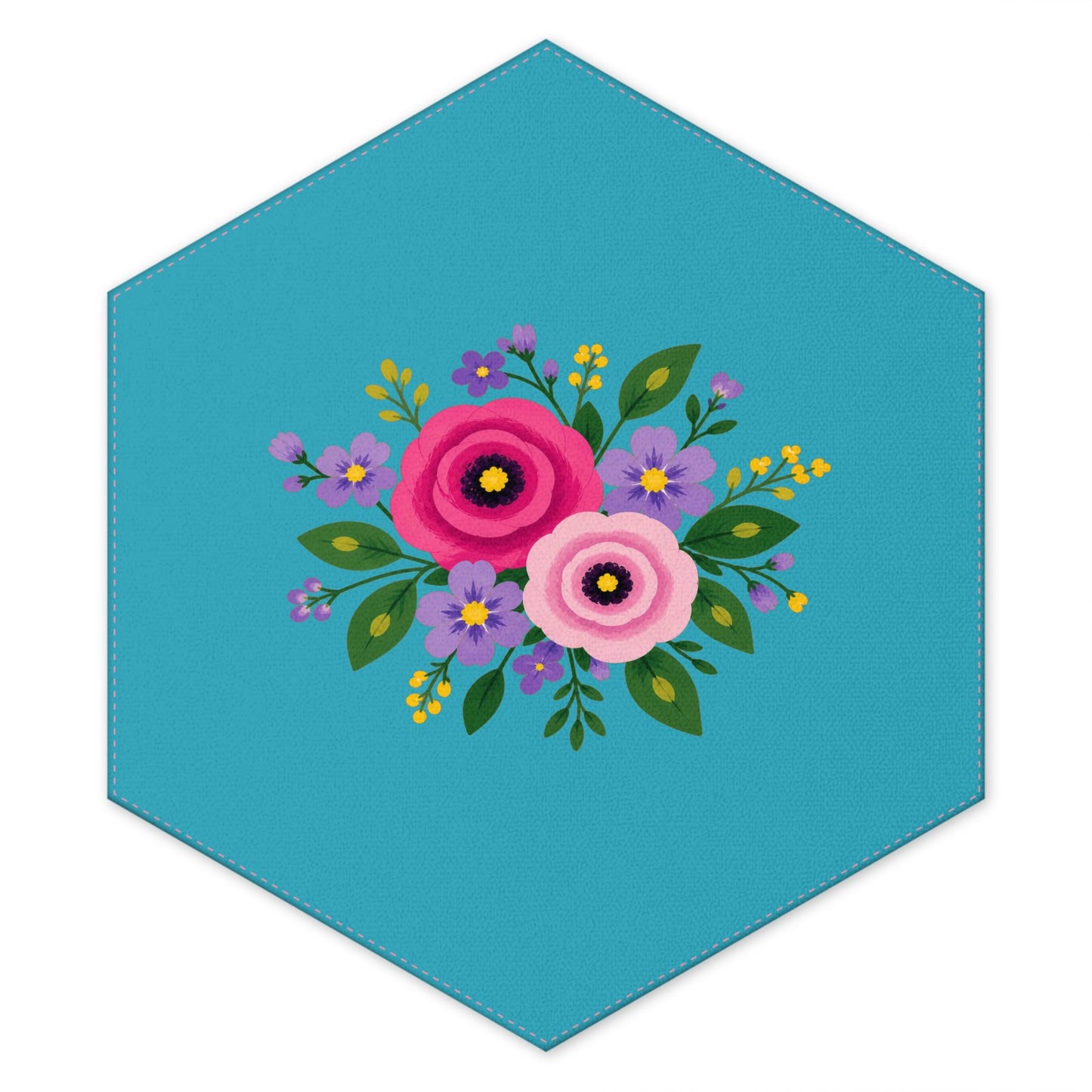 Posy Riot Hexagon Machine Washable Rug - Rose Eleanor - Sea Blue