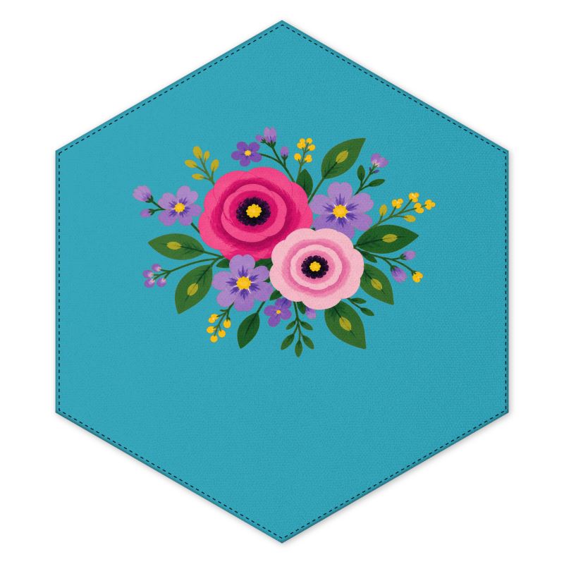Posy Riot Hexagon Machine Washable Rug - Rose Eleanor - Sea Blue