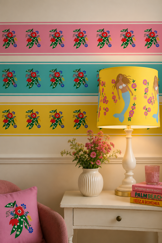 Wallpaper Border - Posy Riot - Poppy Ardevora - Pink Pop