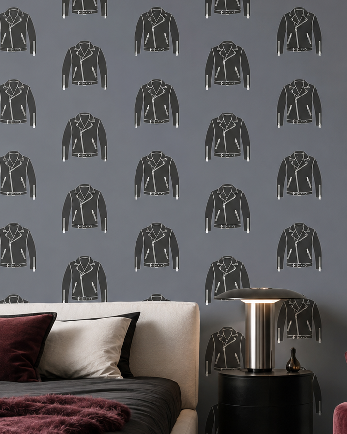 Rebel Riot - Leather Jacket -  Signature Wallpaper - Grey
