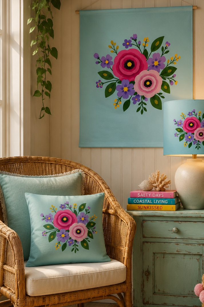 Posy Riot - Rose Eleanor - Square Cushion - Opal