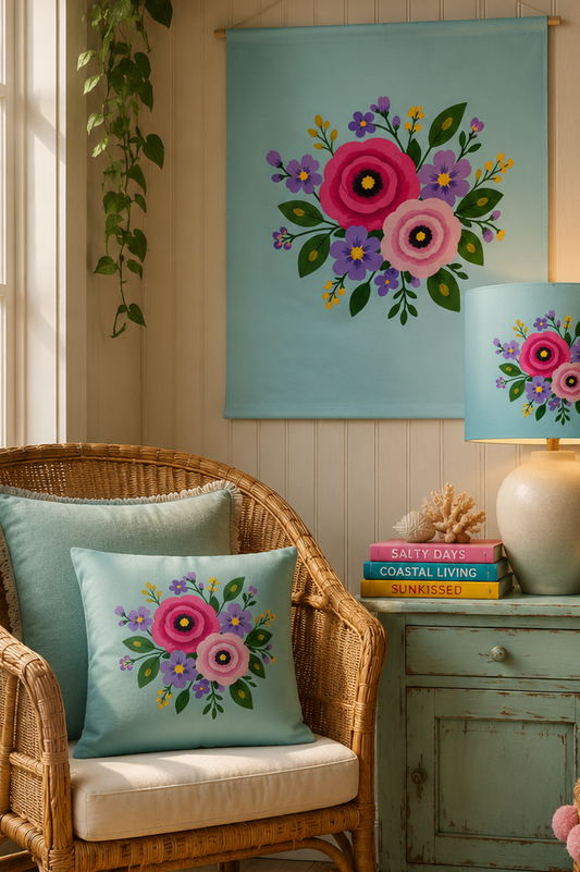 Posy Riot - Rose Eleanor - Square Cushion - Opal