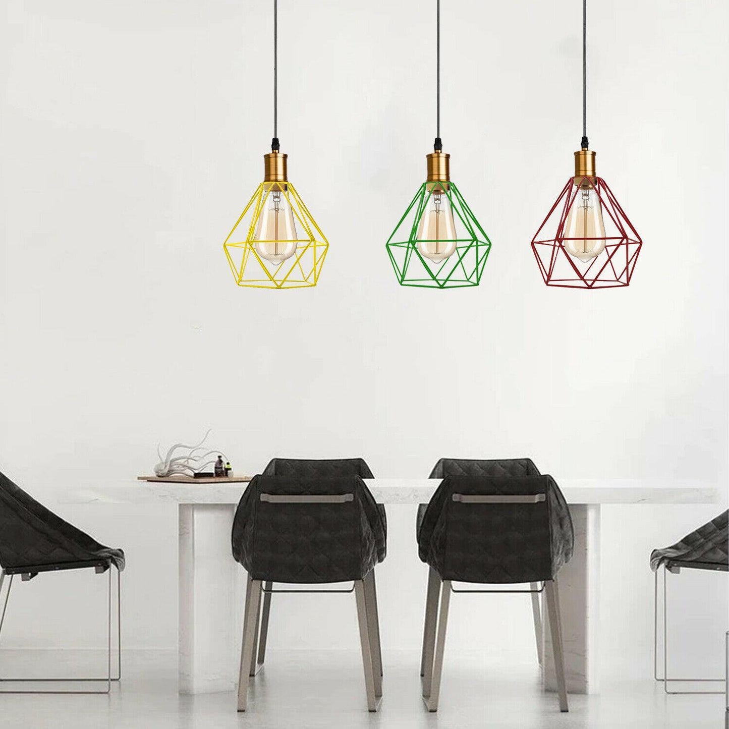 Modern Diamond Cage Pendant Light Fitting Geometric Wire Cage