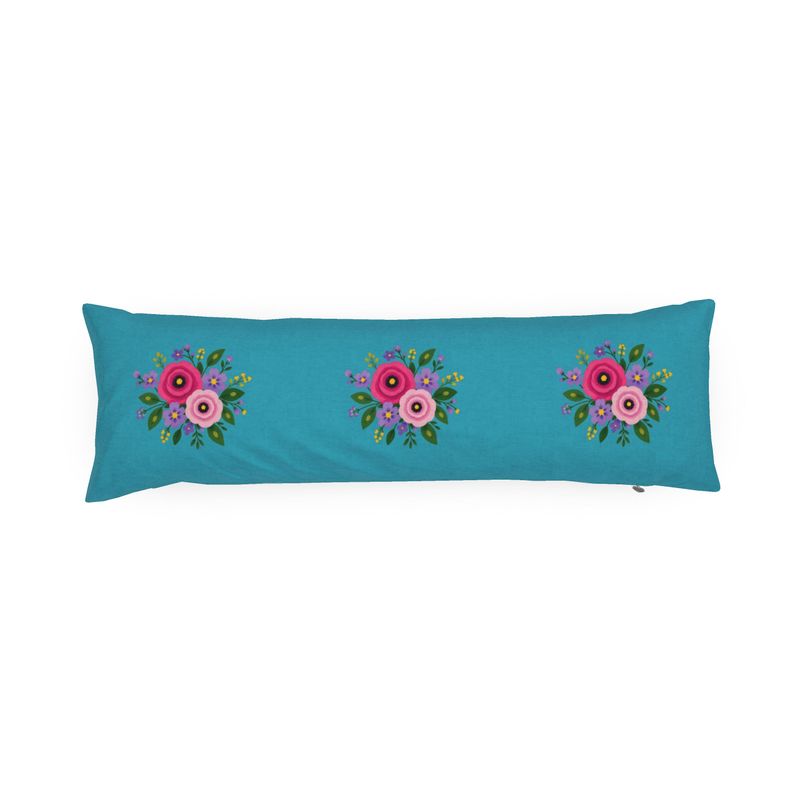 Posy Riot - Rose Eleanor - Bolster Cushion - Sea Blue