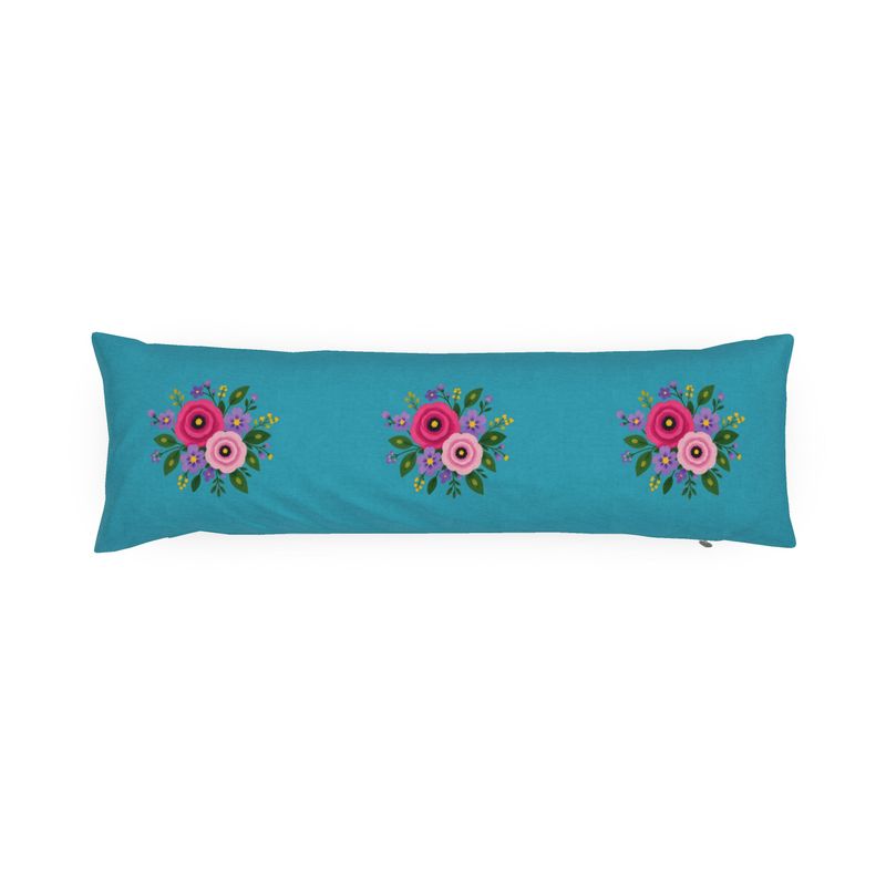 Posy Riot - Rose Eleanor - Bolster Cushion - Sea Blue