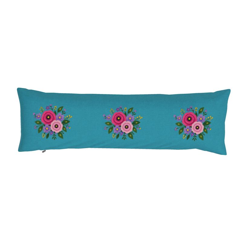 Posy Riot - Rose Eleanor - Bolster Cushion - Sea Blue
