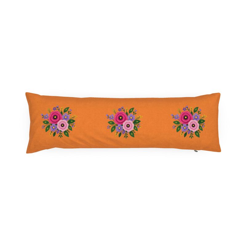 Posy Riot - Rose Eleanor- Bolster Cushion - Orange