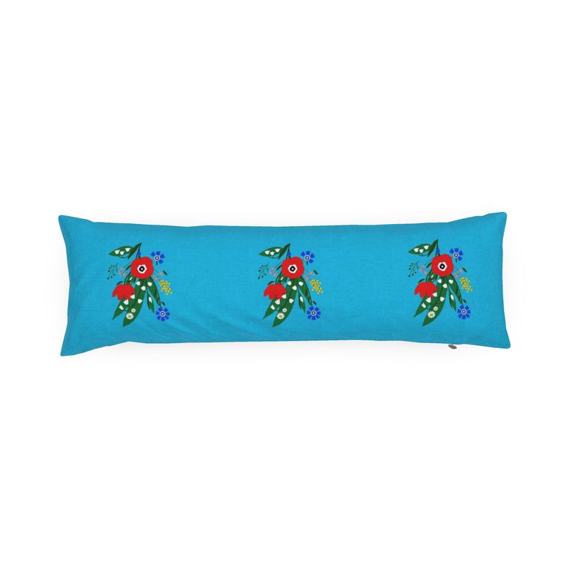 Posy Riot - Poppy Ardevora- Bolster Cushion - Ocean Pop