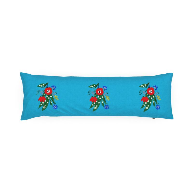 Posy Riot - Poppy Ardevora- Bolster Cushion - Ocean Pop