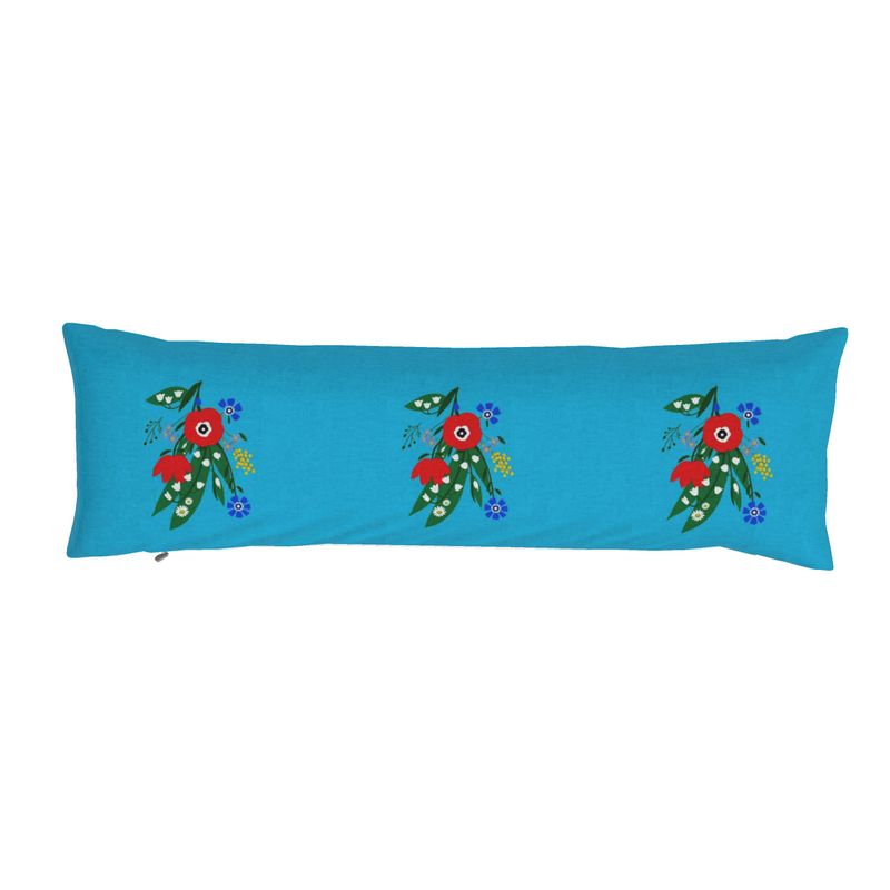 Posy Riot - Poppy Ardevora- Bolster Cushion - Ocean Pop