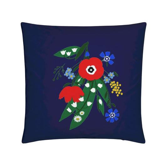 Posy Riot - Poppy Ardevora - Square Cushion - Indigo