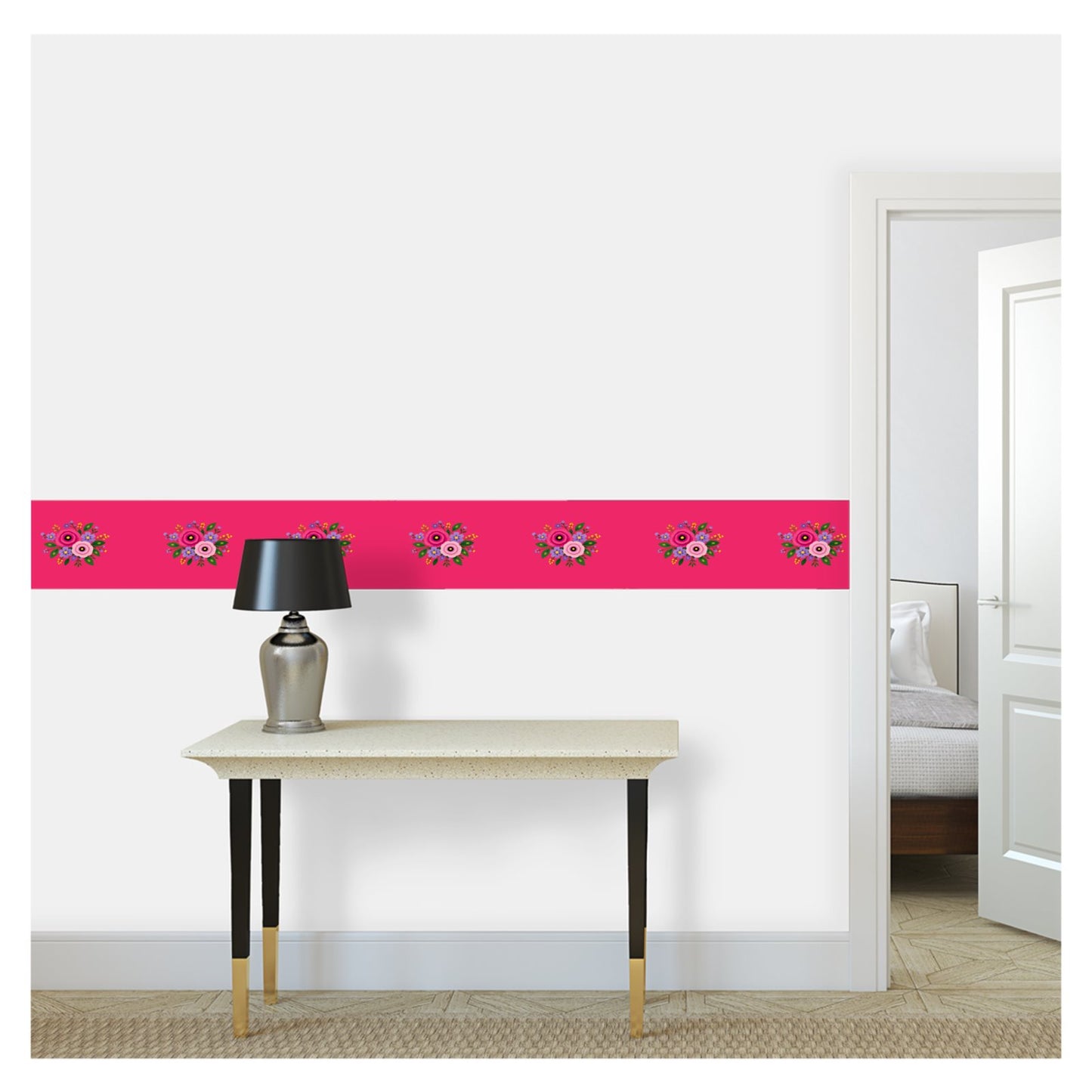 Wallpaper Border - Posy Riot - Rose Eleanor - Hot Pink