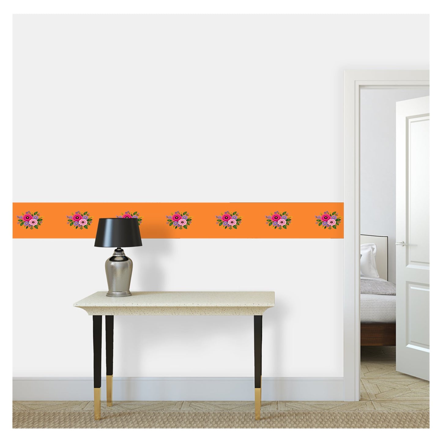 Wallpaper Border Posy Riot - Rose Eleanor - Orange