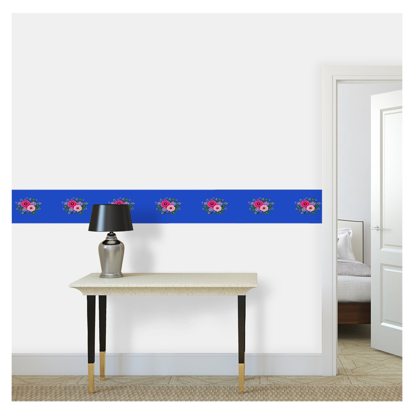 Wallpaper Border Posy Riot - Rose Eleanor - Indigo Pop