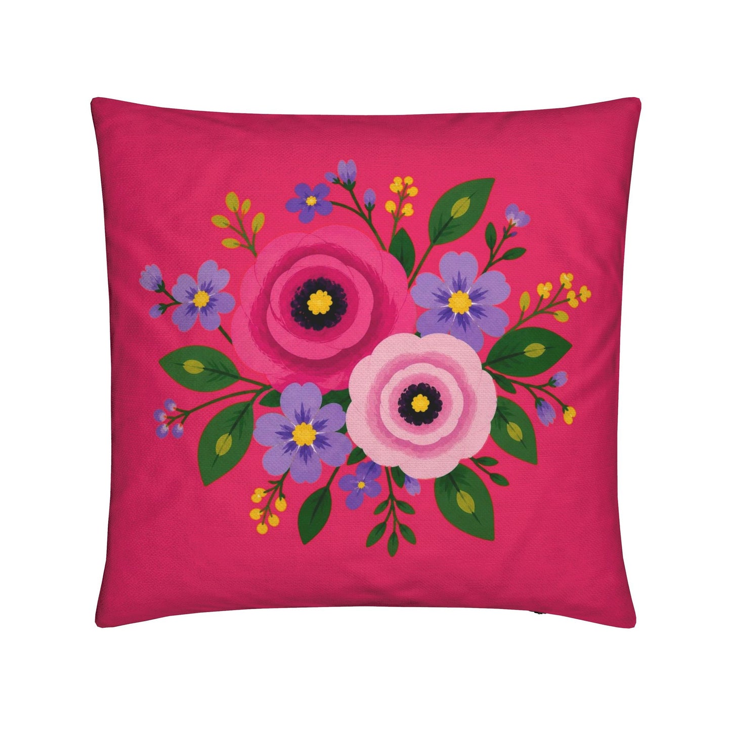 Posy Riot - Rose Eleanor - Square Cushion - Hot Pink