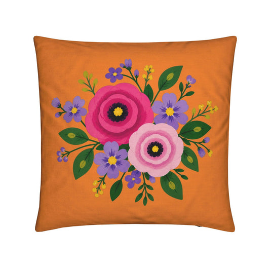 Posy Riot - Rose Eleanor - Square Cushion - Marmalade
