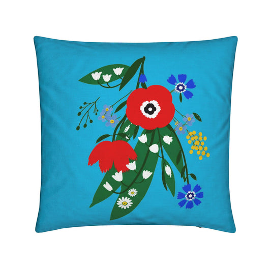 Posy Riot - Poppy Ardevora - Square Cushion - Ocean Pop