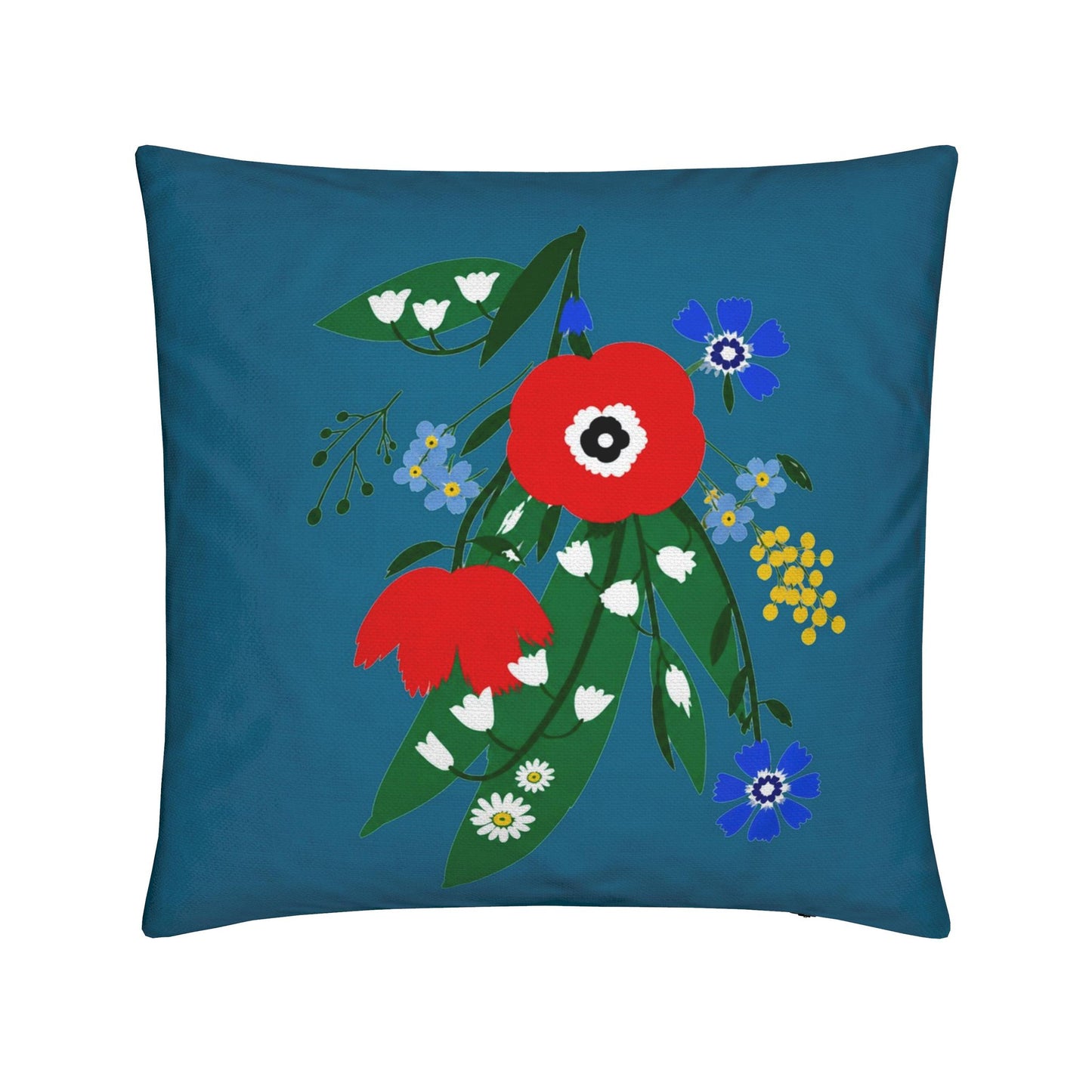 Posy Riot - Poppy Ardevora - Square Cushion - Teal