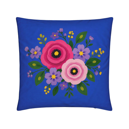 Posy Riot - Rose Eleanor - Square Cushion - Sapphire