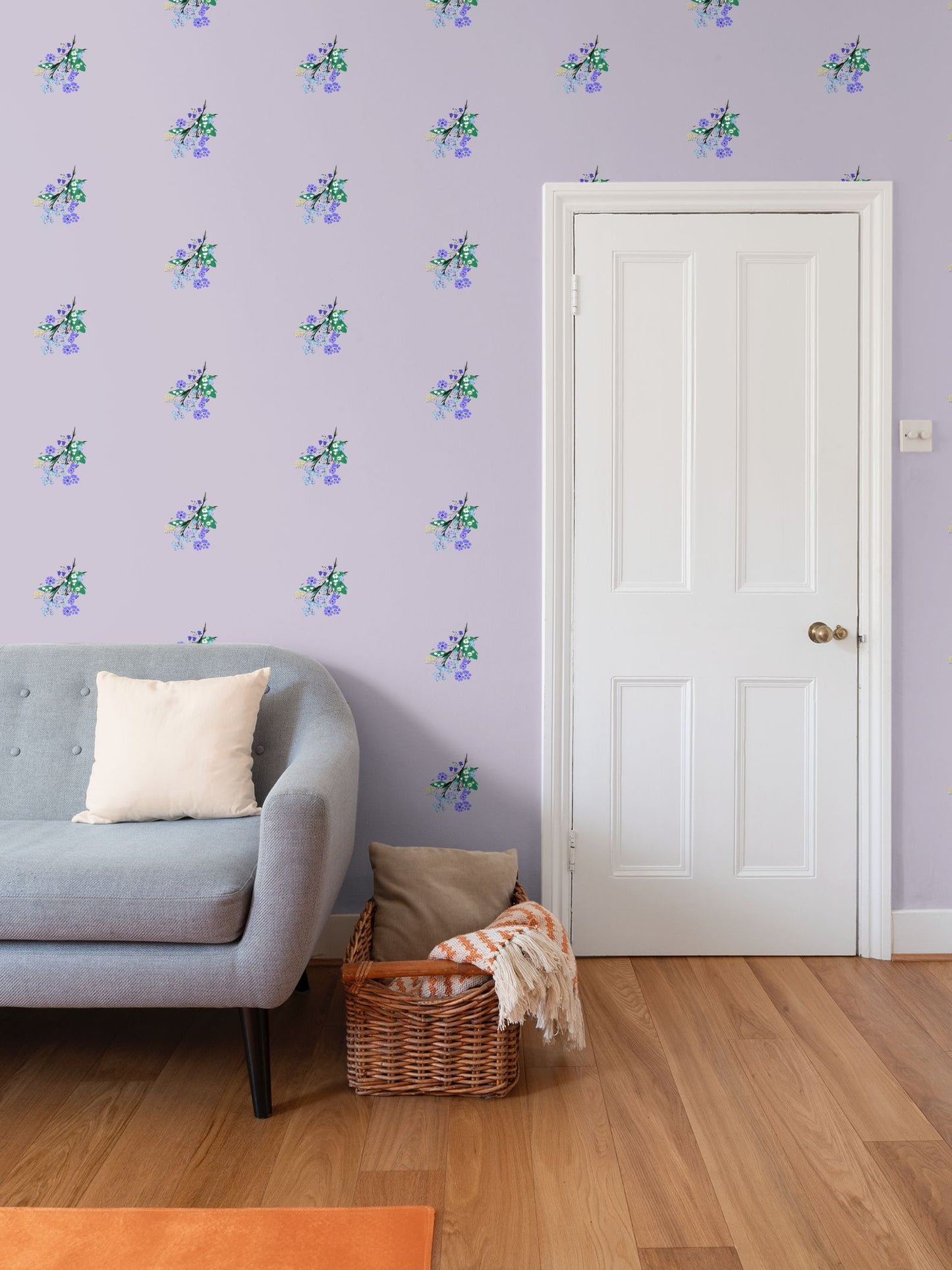 Posy Riot - Eva May- Signature Wallpaper - Lilac Grey