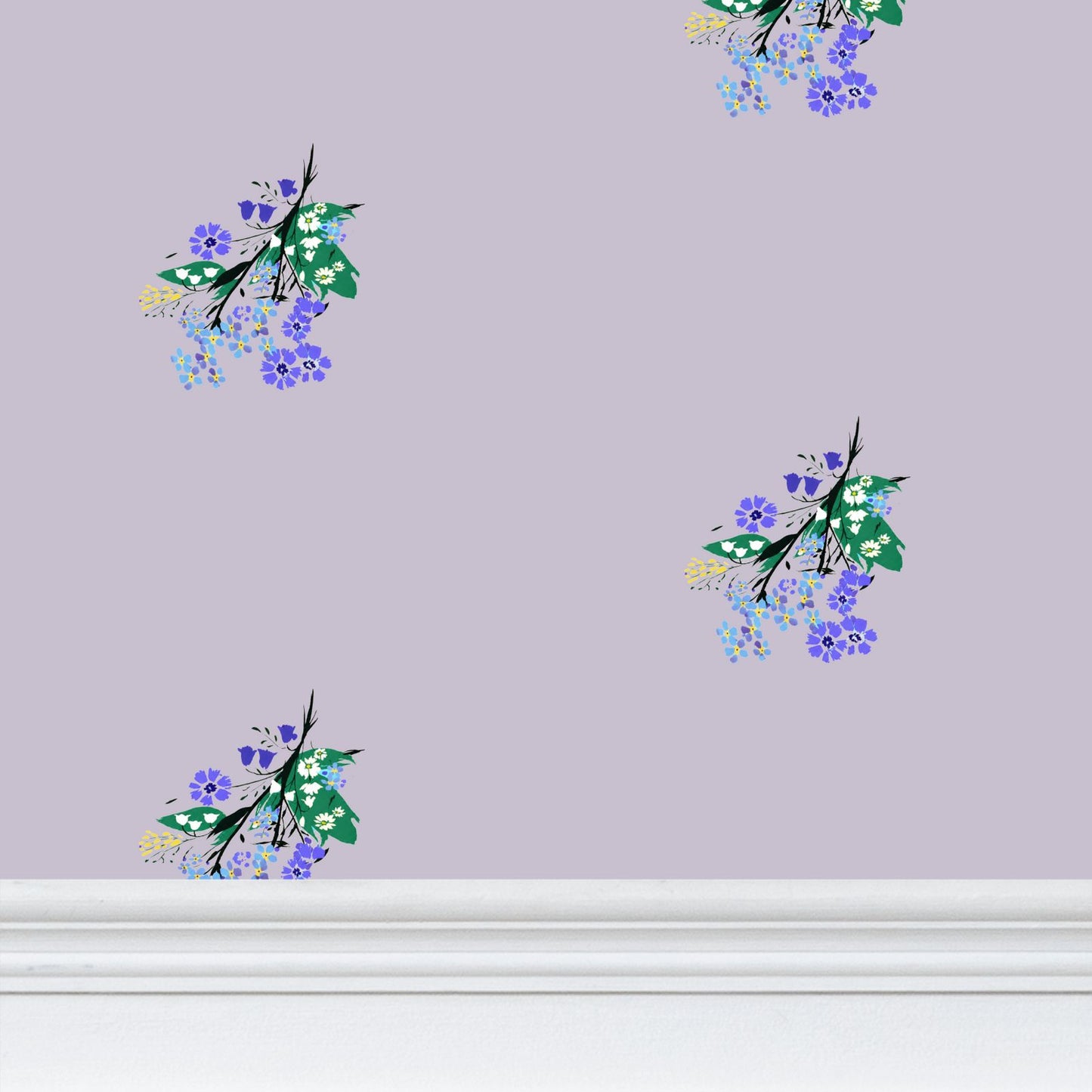 Posy Riot - Eva May- Signature Wallpaper - Lilac Grey